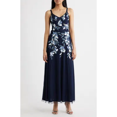 Pisarro Nights Embroidered Beaded Sequin Sleeveless Gown In Black