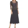 Pisarro Nights Pisaro Nights Beaded Mesh Mock Two-piece Gown In Multi