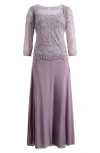 Pisarro Nights Pisaro Nights Beaded Mesh Mock Two-piece Gown In Lilac