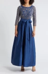 Pisarro Nights Sequin Bodice Gown In Denim