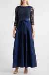 Pisarro Nights Sequin Bodice Gown In Navy