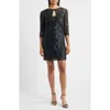 Pisarro Nights Sequin Embellished Cocktail Dress With Jacket In Black