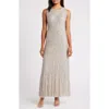Pisarro Nights Sequin Stripe Sleeveless Gown In Silver