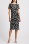 Pisarro Nights Stain Glass Beaded Cocktail Dress In Black/silver