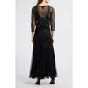 Pisarro Nights Two-tone Beadwork Trumpet Gown With Sheer Bolero In Black 001
