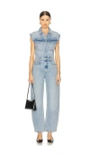 Pistola Aria Fitted Vest Cropped Wide-leg Denim Jumpsuit In Rally