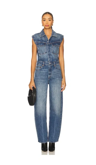 Pistola Ace Sleeveless Barrel Leg Jumpsuit In Blue