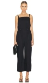 Pistola Adela Wide Leg Stretch Cotton Jumpsuit In 褪色黑