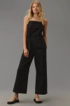 Pistola Adela Wide Leg Stretch Cotton Jumpsuit In Black