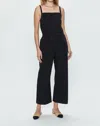 Pistola Adela Wide Leg Stretch Cotton Jumpsuit In Black