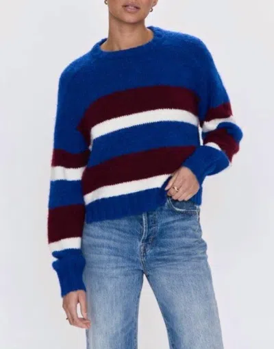 Pistola Adina Long Sleeve Sweater In Azure Claret Stripe In Multi