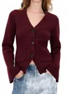 Pistola Aeron V-neck Cardigan In Claret In Yellow