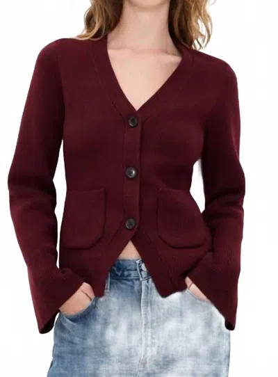 Pistola Aeron V-neck Cardigan In Claret In Burgundy