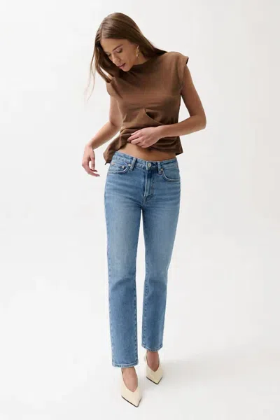 Pistola Aleks High Rise Straight Long Jeans In Muse In Blue