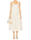 Pistola Alessia Smocked Drop Waist Midi Dress In Shell In White