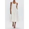 Pistola Alessia Smocked Drop-waist Stretch Cotton Midi Dress In Shell