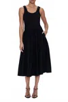Pistola Alessia Smocked Midi Dress In Black In Black
