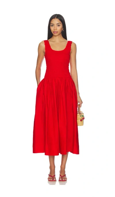 Pistola Alessia Smoked Drop Waist Dress In Red