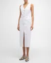 Pistola Alex Denim Button-front Midi Dress In Le Blanc