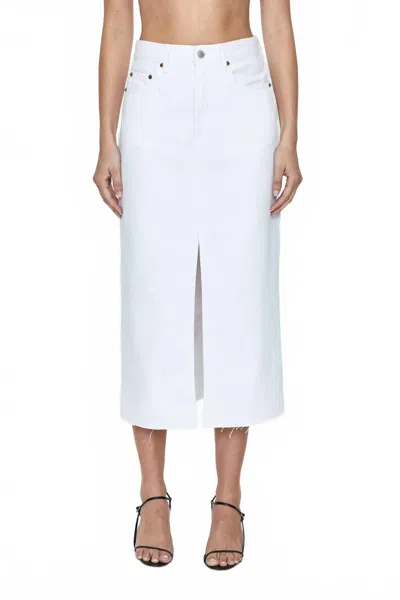 Pistola Alice Denim Midi Skirt In White