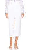 Pistola Denim Alice Midi Skirt In White In 白色