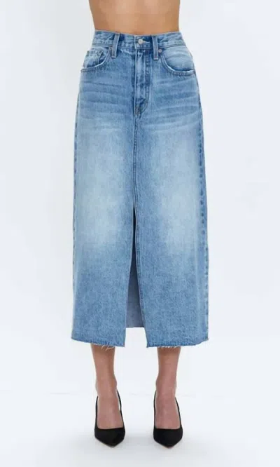 Pistola Alice Midi Denim Skirt With Slit In Skylark In Multi