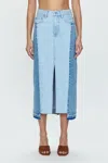 Pistola Alice Two-tone Fray Hem Midi Denim Skirt In Multi