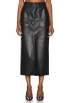 Pistola Alicia Leather Midi Skirt In Slate Black In Black