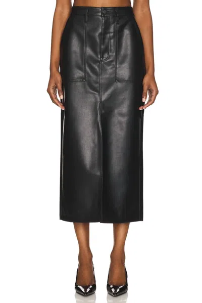 Pistola Alicia Leather Midi Skirt In Slate Black