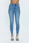 Pistola Kate Distressed Raw Hem Ankle Straight Leg Jeans In Multi