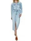 Pistola Amira Long Sleeve Denim Midi Dress In Multi