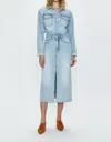 Pistola Amira Long Sleeve Denim Midi Dress In Multi