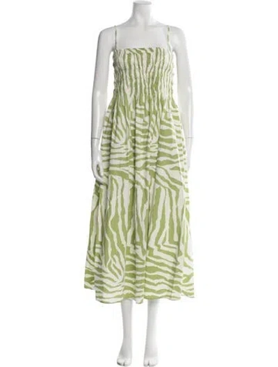 Pre-owned Pistola Animal Print Midi Length Dress In Green