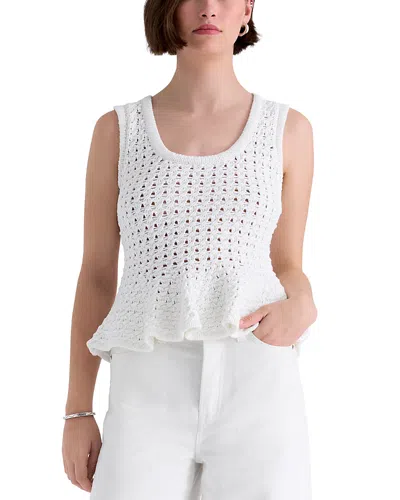 Pistola Anna Peplum Openwork Sweater Tank Top In White