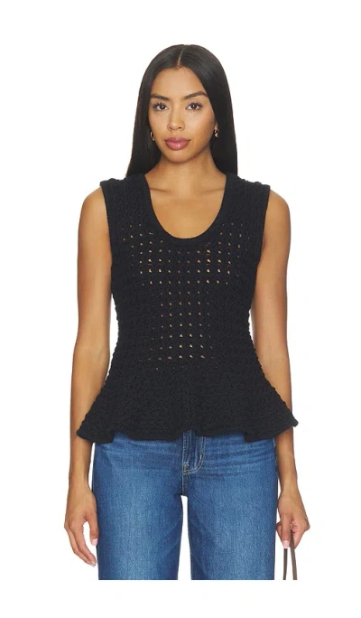 Pistola Anna Peplum Sweater Tank Top In Black