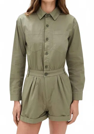 Pistola Archie Pleated Romper In Soft Moss In Green