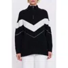 Pistola Arden Chevron Stripe Quarter Zip Sweater In Black