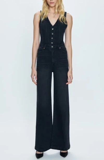 Pistola Aria Wide Leg Denim Jumpsuit In Mulholland