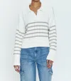 PISTOLA ARLO POLO SWEATER IN ECRU TAUPE STRIPE