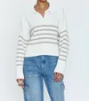 PISTOLA ARLO POLO SWEATER IN ECRU TAUPE STRIPE