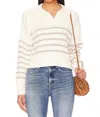 Pistola Arlo Polo Sweater In Ecru Taupe Stripe In White