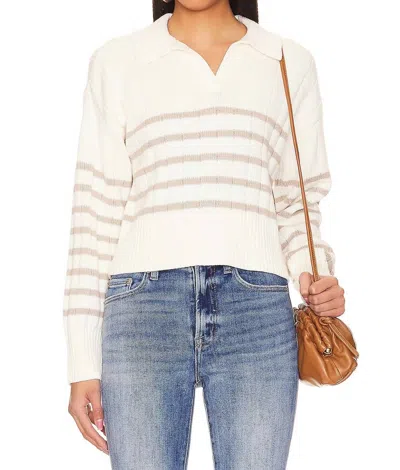 Pistola Arlo Polo Sweater In Ecru Taupe Stripe In White