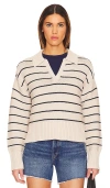 Pistola Arlo Polo Sweater In Dove Navy Stripe