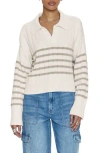 Pistola Arlo Stripe Cotton Polo Sweater In Ecru Taupe Stripe