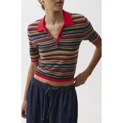 Pistola Ashlee Striped Cropped Polo In Multi