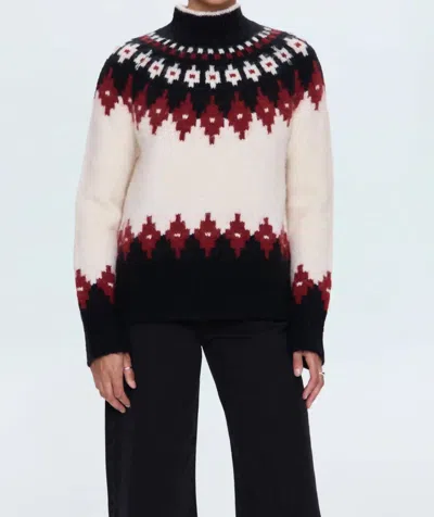 PISTOLA ASTRID PULLOVER SWEATER IN WHITE RED FAIR ISLE