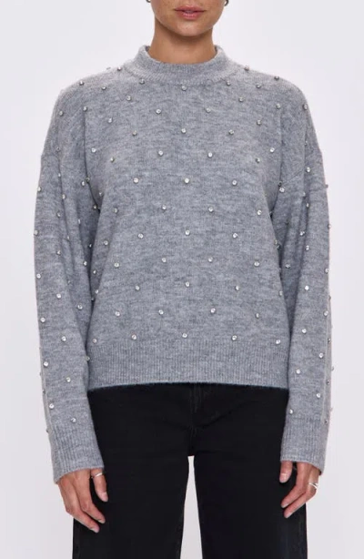 Pistola Aura Rhinestone Crewneck Sweater In Gray