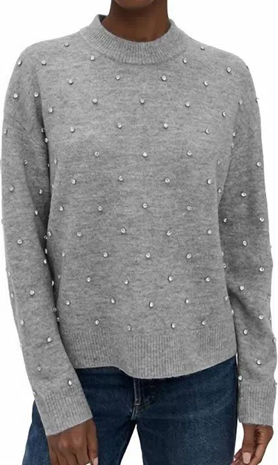 Pistola Aura Long Sleeve Sweater In Charcoal Diamante In Multi