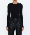 Pistola Bailey Long Sleeve Rib-knit Bodysuit In Black