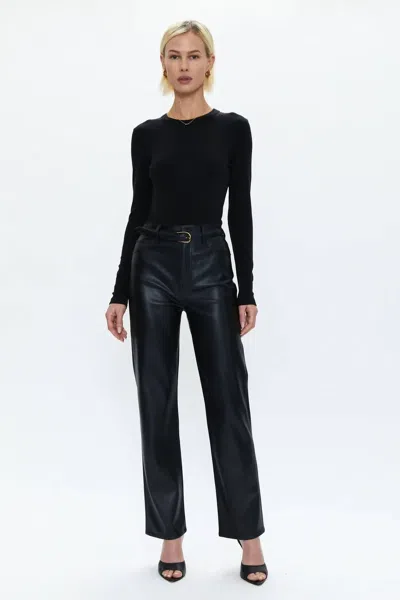 Pistola Bailey Long Sleeve Crew Neck Thong Bodysuit In Noir In Black